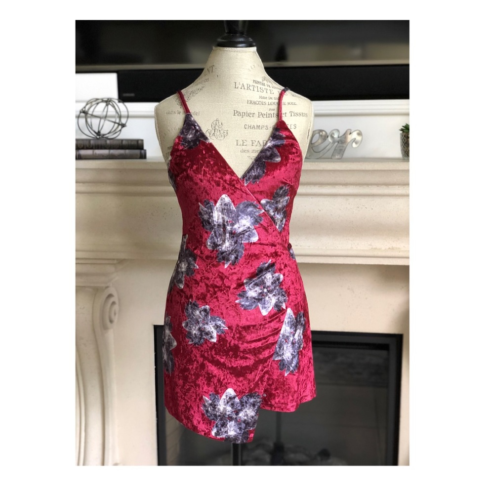 Velvet Wrap Around Low Romper